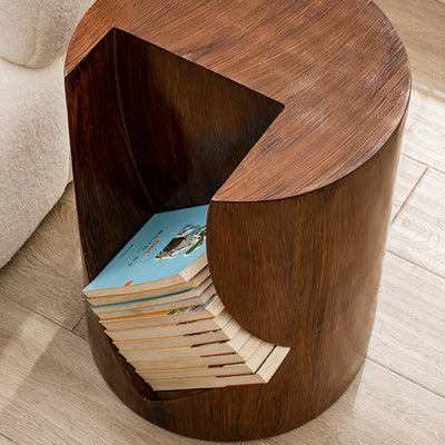 Table d'appoint cylindrique en résine de verre nordique contemporain à 2 niveaux pour salon 