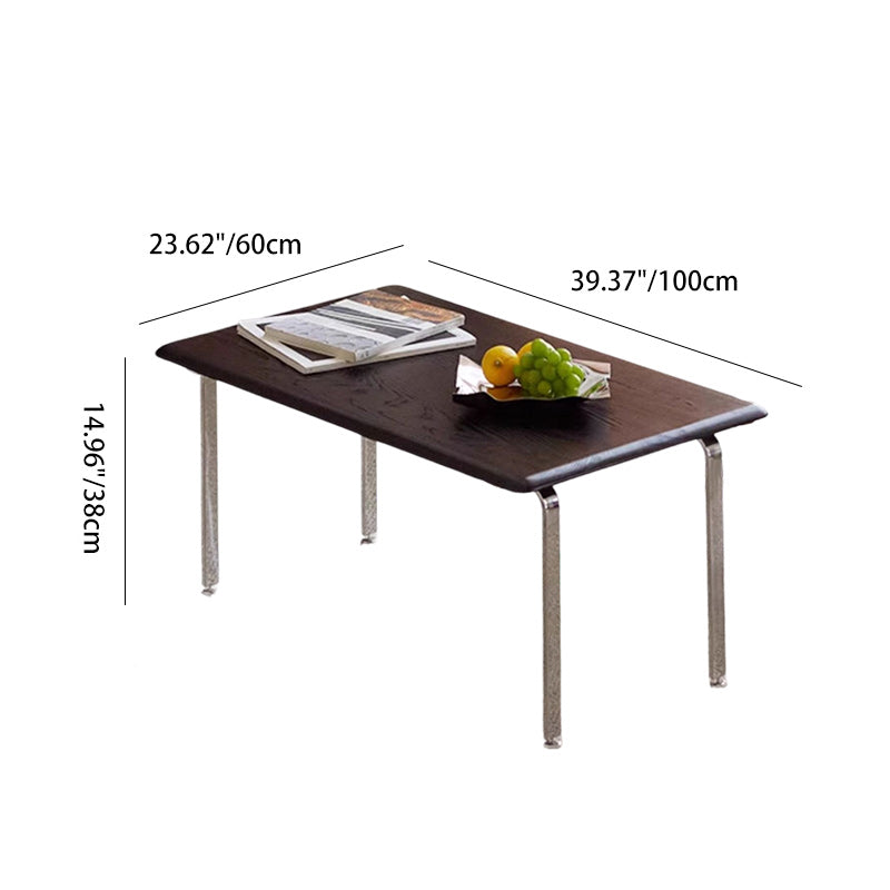 Modern Minimalist Rectangle Ash Stainless Steel Coffee Table 1 - Tier For Living Room