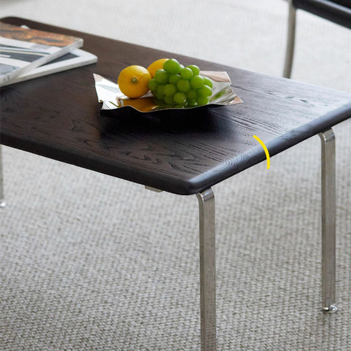 Modern Minimalist Rectangle Ash Stainless Steel Coffee Table 1 - Tier For Living Room