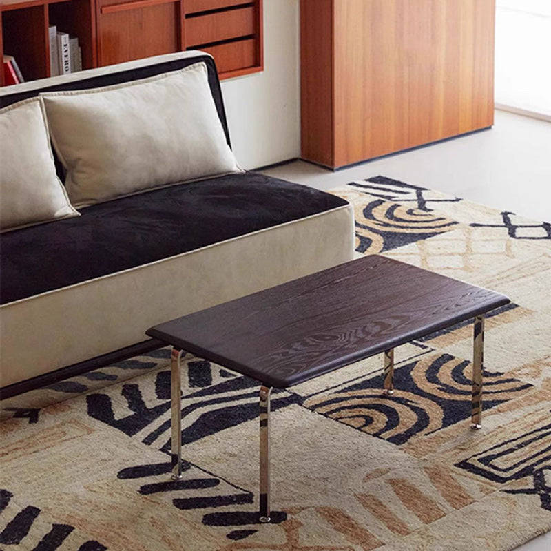 Modern Minimalist Rectangle Ash Stainless Steel Coffee Table 1 - Tier For Living Room