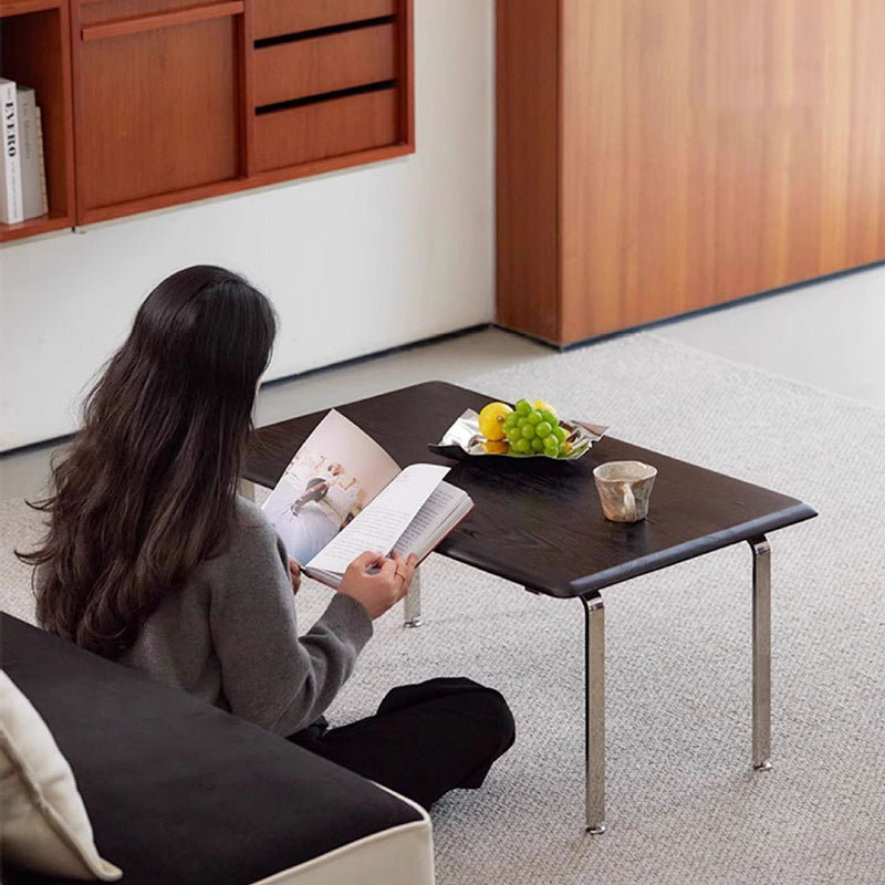 Modern Minimalist Rectangle Ash Stainless Steel Coffee Table 1 - Tier For Living Room