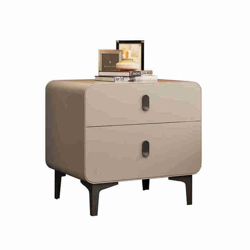 Mesita de noche cuadrada nórdica contemporánea de cubo artificial de tablero de madera maciza con 2 cajones para dormitorio 