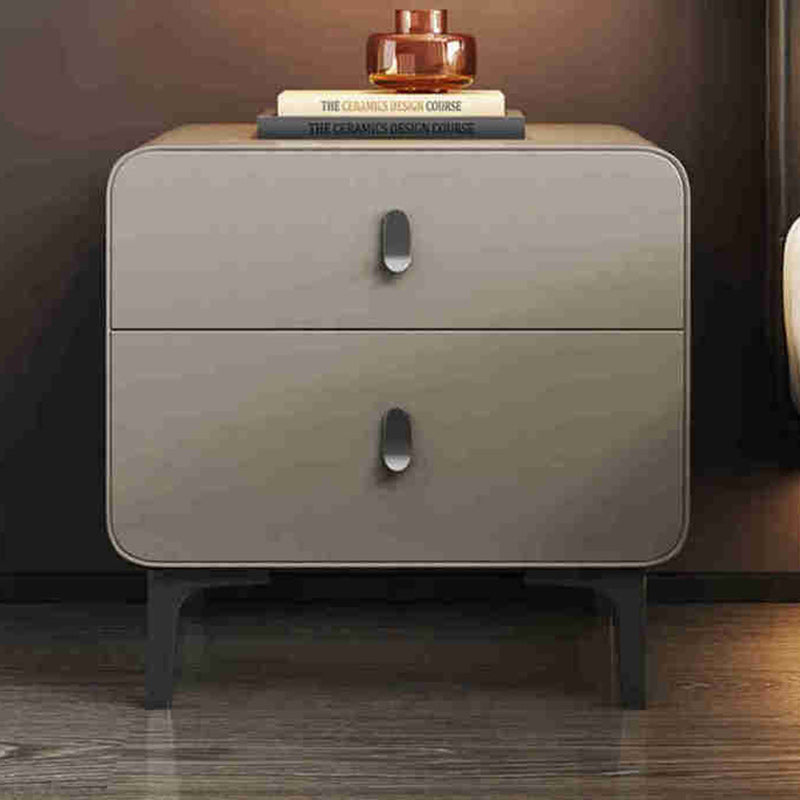 Mesita de noche cuadrada nórdica contemporánea de cubo artificial de tablero de madera maciza con 2 cajones para dormitorio 