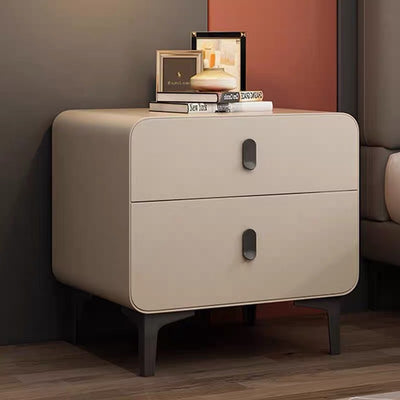 Mesita de noche cuadrada nórdica contemporánea de cubo artificial de tablero de madera maciza con 2 cajones para dormitorio 