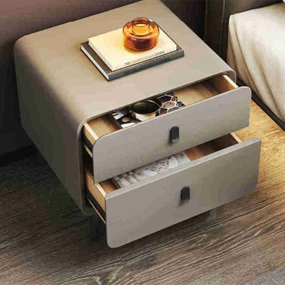 Mesita de noche cuadrada nórdica contemporánea de cubo artificial de tablero de madera maciza con 2 cajones para dormitorio 