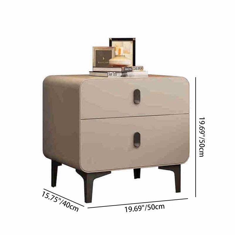Mesita de noche cuadrada nórdica contemporánea de cubo artificial de tablero de madera maciza con 2 cajones para dormitorio 