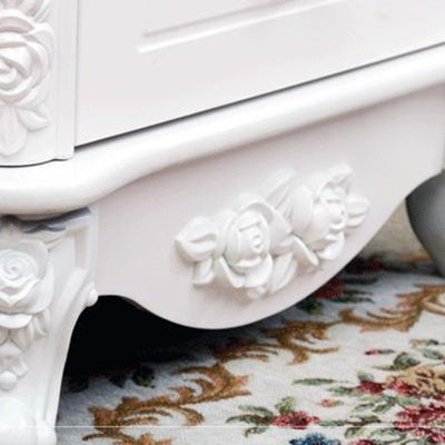 Mesita de noche de madera maciza PE con tablero artificial de cubo cuadrado europeo tradicional con 2 cajones para dormitorio 