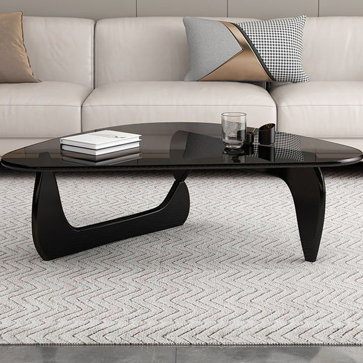 モダンシンプリシティトライアングルソリッドウッドガラスコーヒー