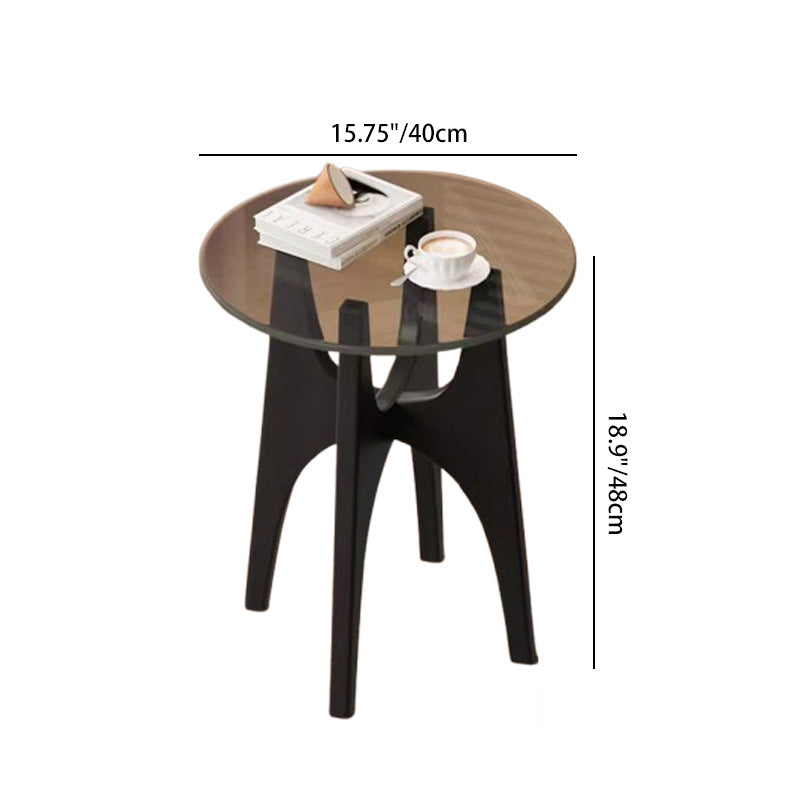 Contemporary Simplicity Round Glass Solid Wood Side Table 1 - Tier For Living Room
