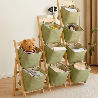 Modern Simplicity Square Fabric Box Solid Wood 2/3/4 - Storage Side Table For Living Room