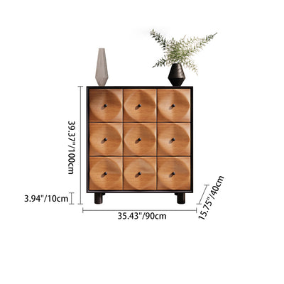 Cube carré rétro contemporain en bois massif multicouche en chêne pin console table 9 tiroirs pour salon 