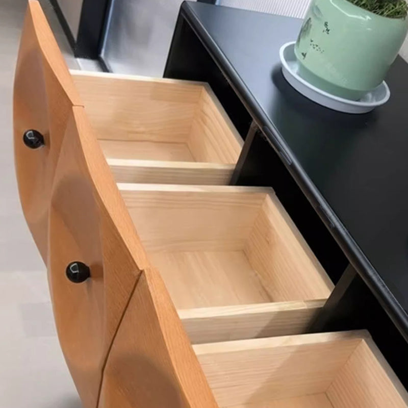 Contemporary Nordic Square Cube Solid Birch Wood Plywood Console Table 9 - Drawer For Living Room