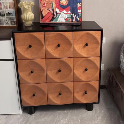 Cube carré rétro contemporain en bois massif multicouche en chêne pin console table 9 tiroirs pour salon 