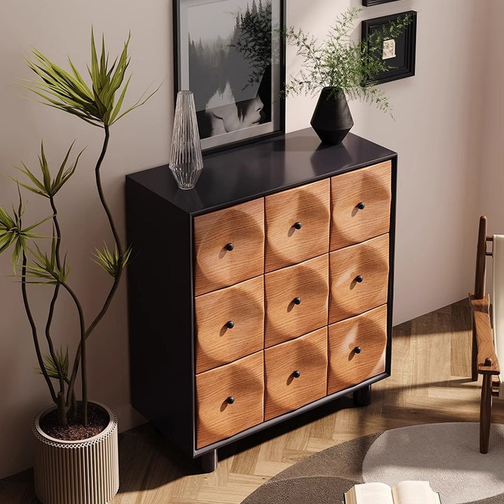 Contemporary Nordic Square Cube Solid Birch Wood Plywood Console Table 9 - Drawer For Living Room