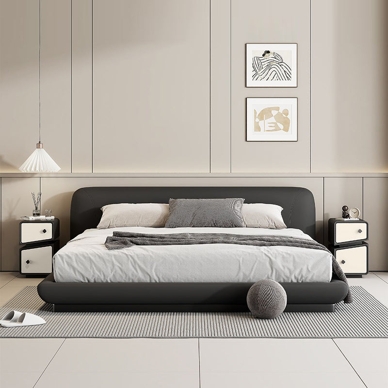 Table de nuit contemporaine scandinave en cuir microfibre carré cube bois massif planche multicouche 2 tiroirs pour chambre 