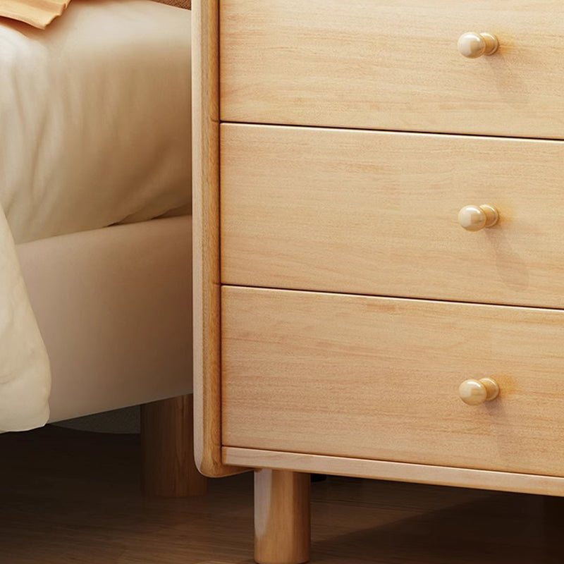 Moderner schlichter quadratischer gewölbter Würfel-Nachttisch aus Kautschukholz, Spanplatte, Kautschukholz und Kiefernsperrholz mit 2/3 Schubladen – Beistelltisch für das Wohnzimmer 