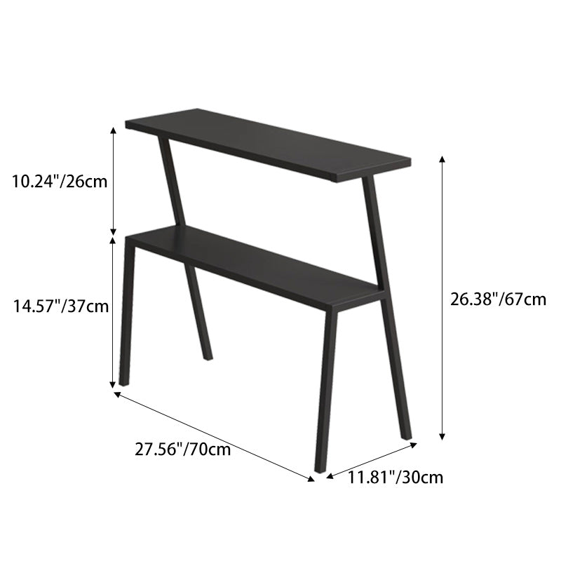 Mesa Auxiliar Rectangular Moderna Minimalista de Hierro Completo de 2 Niveles para Sala de Estar 