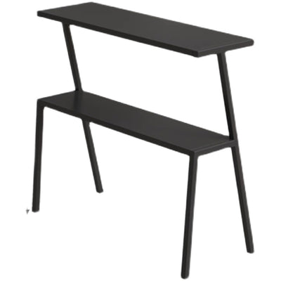 Mesa Auxiliar Rectangular Moderna Minimalista de Hierro Completo de 2 Niveles para Sala de Estar 