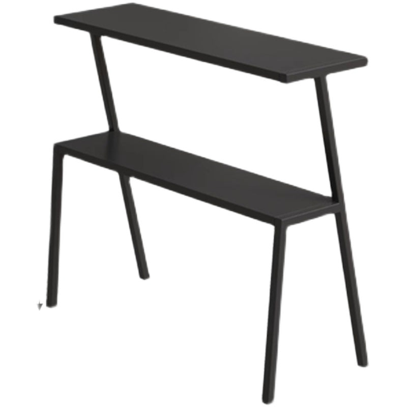 Mesa Auxiliar Rectangular Moderna Minimalista de Hierro Completo de 2 Niveles para Sala de Estar 