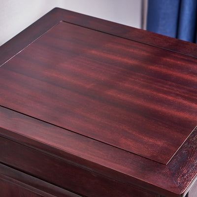 Traditional Vintage Square Sandalwood Nightstand 1-Drawer Cabinet For Bedroom