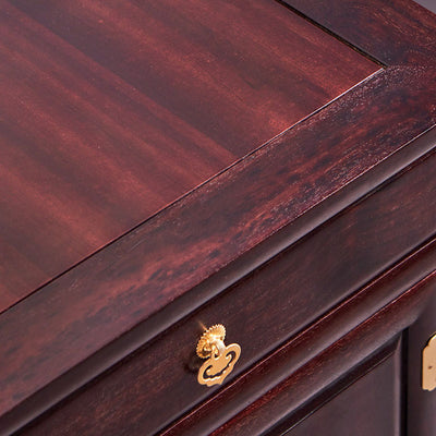 Traditional Vintage Square Sandalwood Nightstand 1-Drawer Cabinet For Bedroom