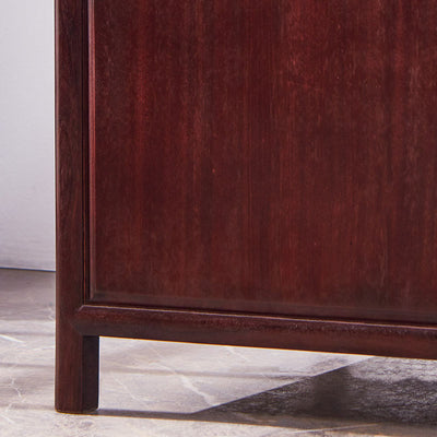 Traditional Vintage Square Sandalwood Nightstand 1-Drawer Cabinet For Bedroom