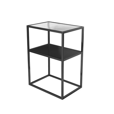 Modern Minimalist Rectangular Iron Glass End Table 2-Tier For Living Room