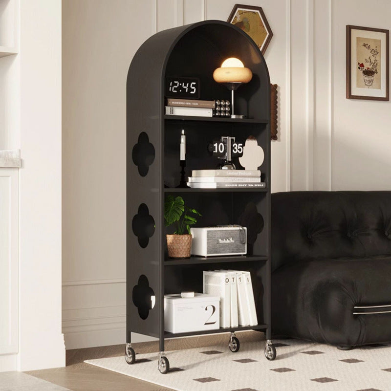 Contemporary Nordic Movable Arched Iron Bookshelves 4-Tier With Mirror For Living Room