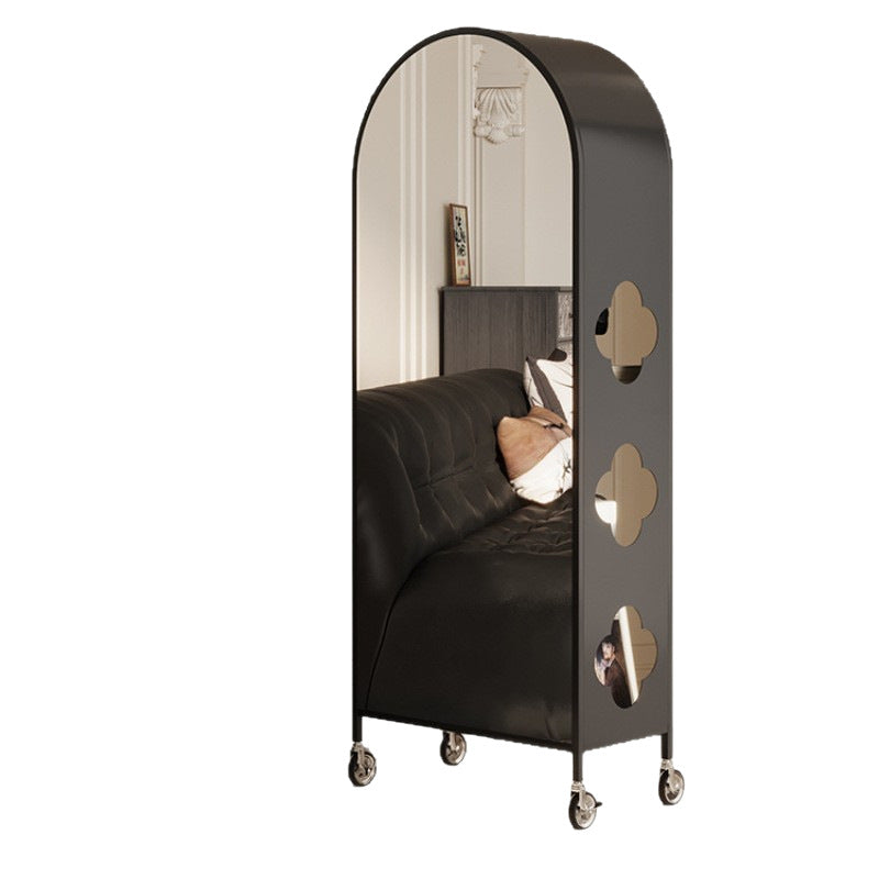 Contemporary Nordic Movable Arched Iron Bookshelves 4-Tier With Mirror For Living Room