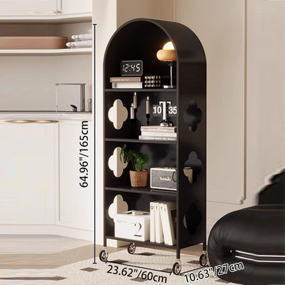 Contemporary Nordic Movable Arched Iron Bookshelves 4-Tier With Mirror For Living Room