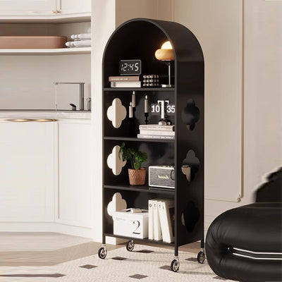 Contemporary Nordic Movable Arched Iron Bookshelves 4-Tier With Mirror For Living Room