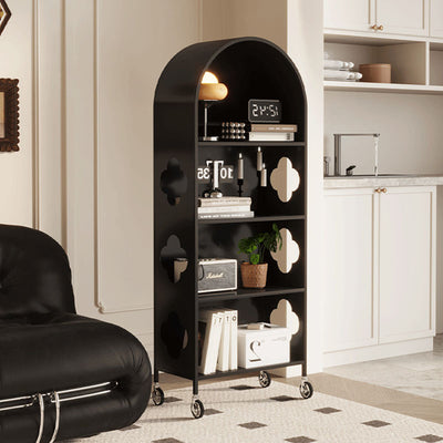 Contemporary Nordic Movable Arched Iron Bookshelves 4-Tier With Mirror For Living Room