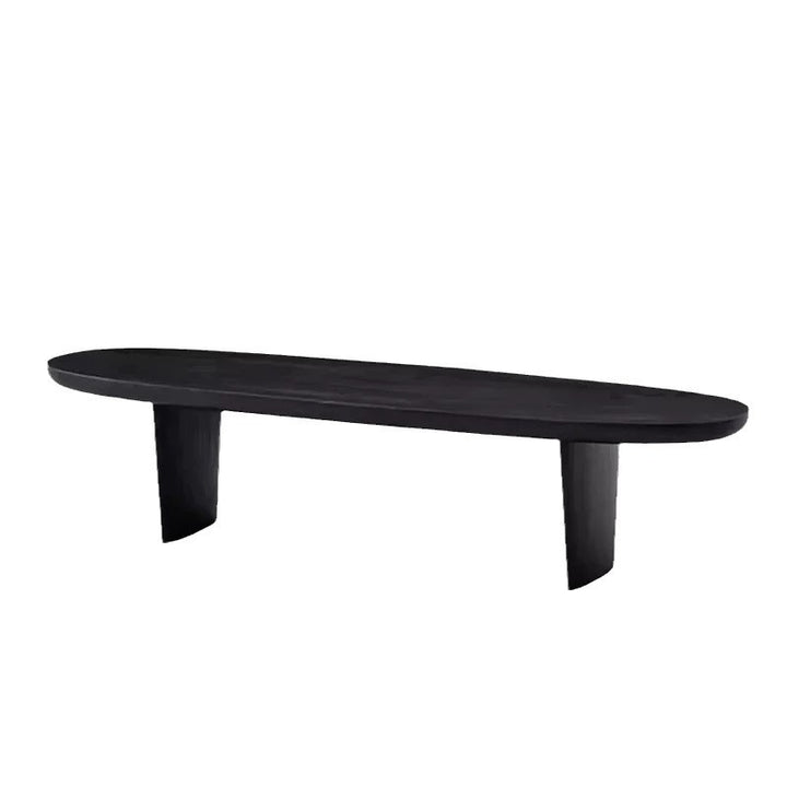 Table basse ovale scandinave contemporaine en pin à 2 pieds pour salon 