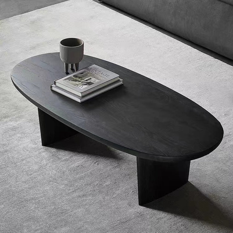 Table basse ovale scandinave contemporaine en pin à 2 pieds pour salon 