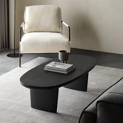 Contemporary Scandinavian Oval Pine Coffee Table 2-Leg For Living Room