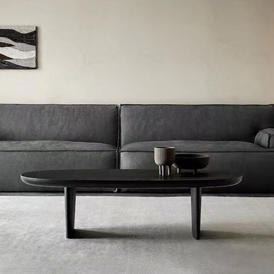 Contemporary Scandinavian Oval Pine Coffee Table 2-Leg For Living Room