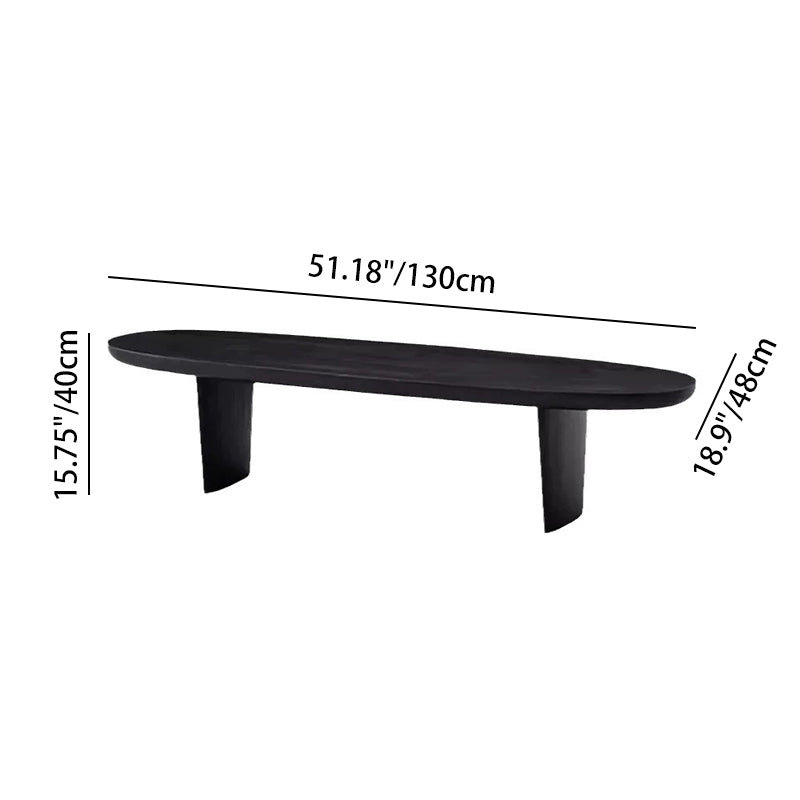 Table basse ovale scandinave contemporaine en pin à 2 pieds pour salon 