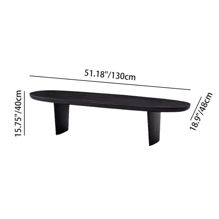Table basse ovale scandinave contemporaine en pin à 2 pieds pour salon 