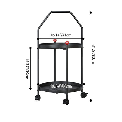 Modern Minimalist Movable Round Iron Side Table 2-Tier For Living Room
