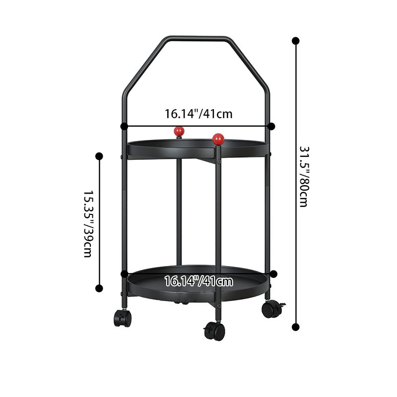 Modern Minimalist Movable Round Iron Side Table 2-Tier For Living Room
