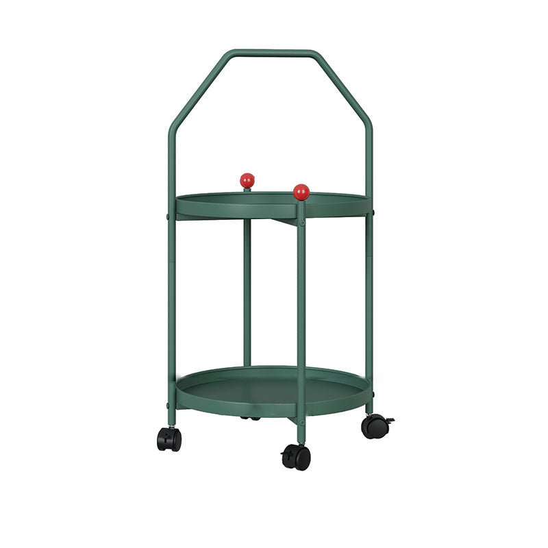 Modern Minimalist Movable Round Iron Side Table 2-Tier For Living Room