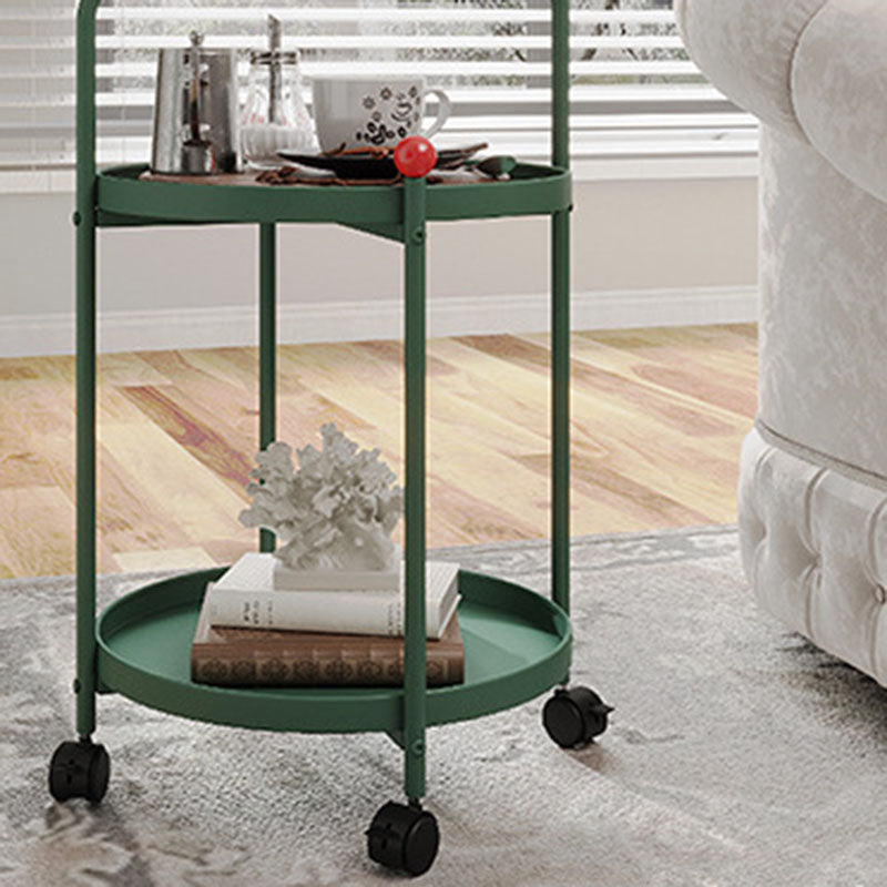 Modern Minimalist Movable Round Iron Side Table 2-Tier For Living Room