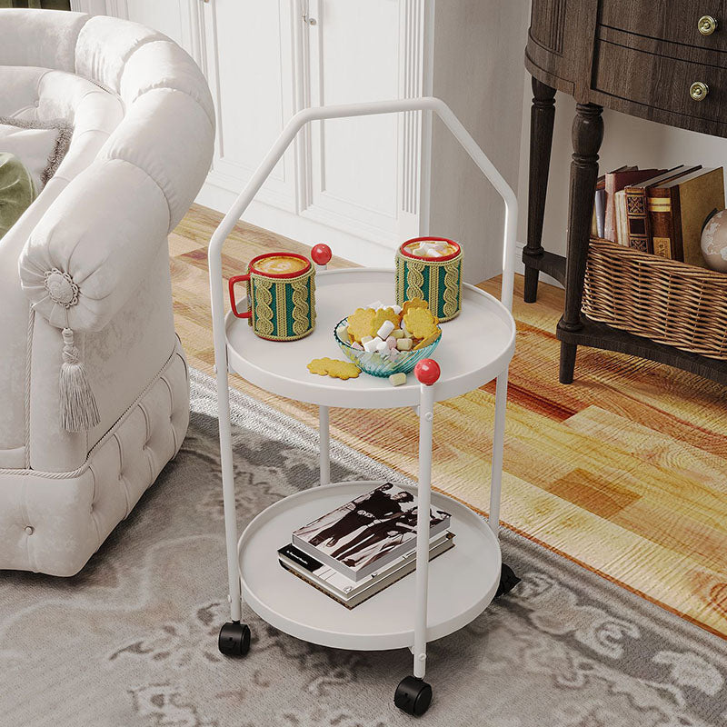 Modern Minimalist Movable Round Iron Side Table 2-Tier For Living Room