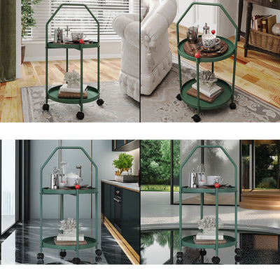 Modern Minimalist Movable Round Iron Side Table 2-Tier For Living Room