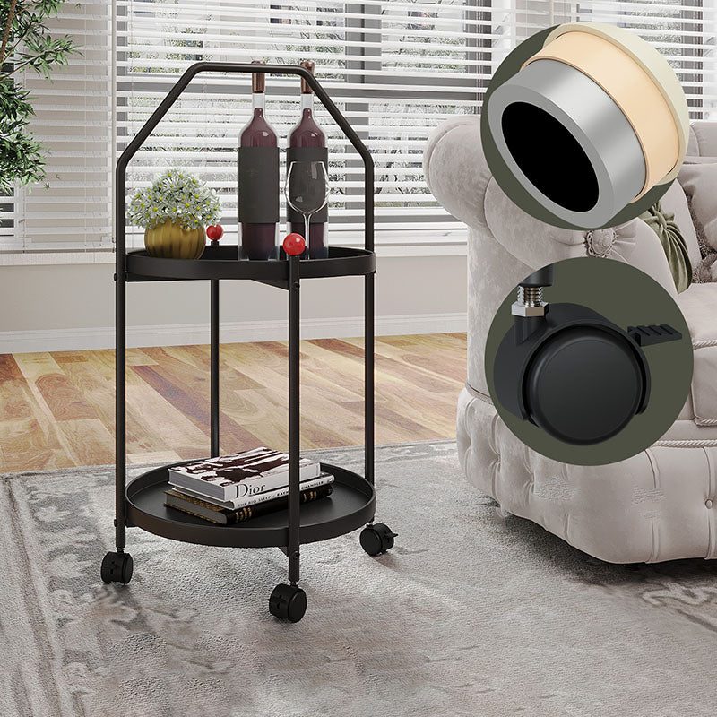 Modern Minimalist Movable Round Iron Side Table 2-Tier For Living Room