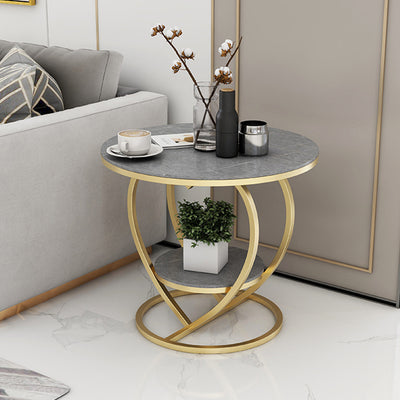 Contemporary Creative Round Heart Shaped Iron Marble Side Table 2 - Tier For Living Room