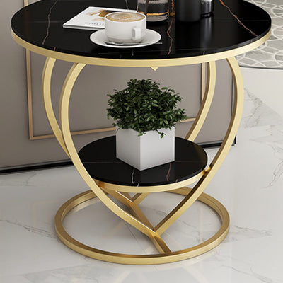 Contemporary Creative Round Heart Shaped Iron Marble Side Table 2 - Tier For Living Room