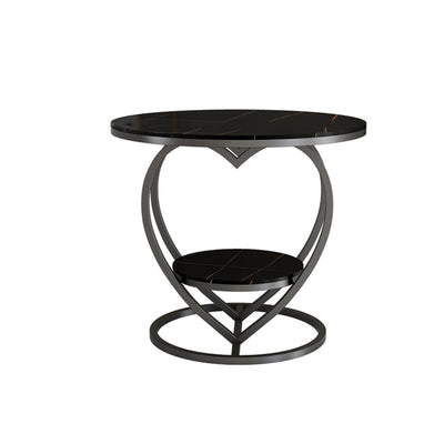 Contemporary Creative Round Heart Shaped Iron Marble Side Table 2 - Tier For Living Room
