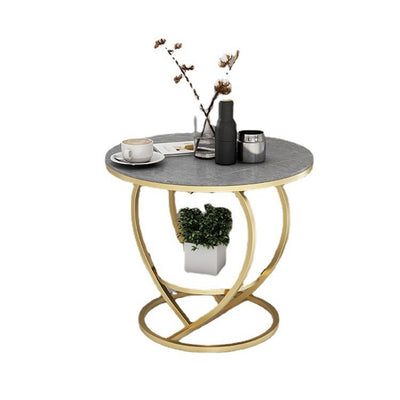 Contemporary Creative Round Heart Shaped Iron Marble Side Table 2 - Tier For Living Room