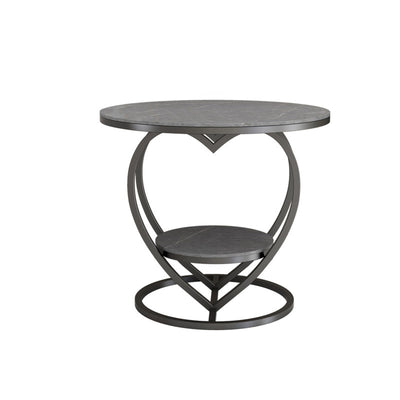 Contemporary Creative Round Heart Shaped Iron Marble Side Table 2 - Tier For Living Room